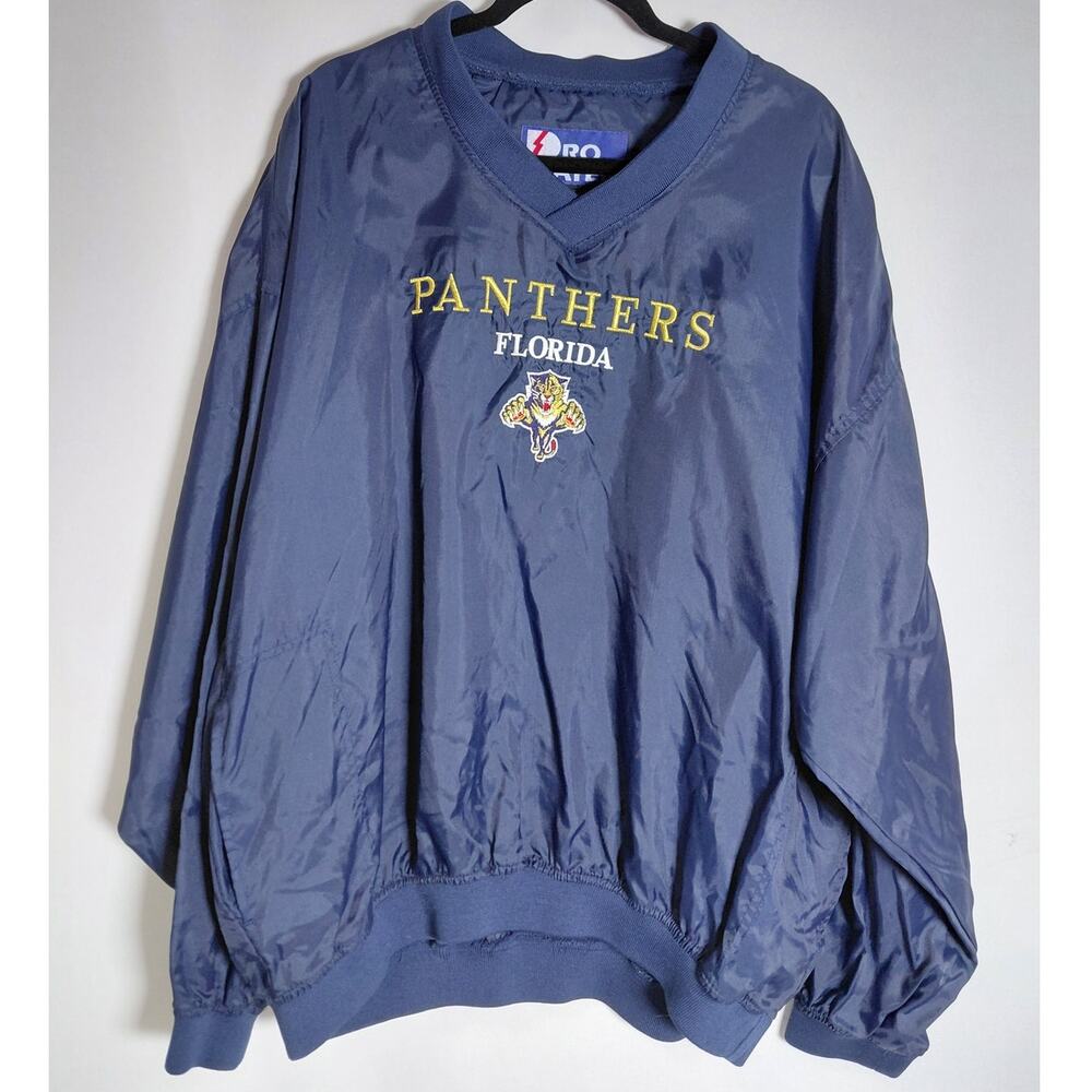 PRO PLAYER Panthers Florida Pullover Jacket Blue Solid Long Sleeve Men Size XL